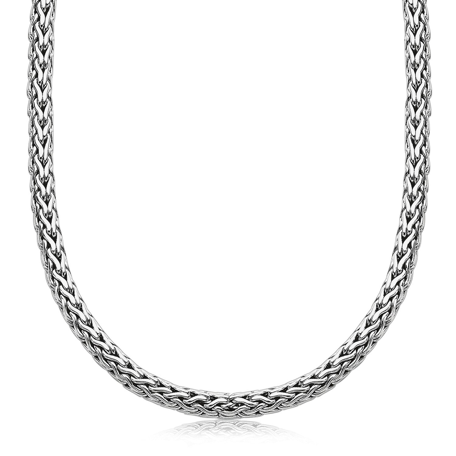 Oxidized Sterling Silver Wheat Style Chain Men's Necklace in a sleek high-contrast midnight luxury editorial style